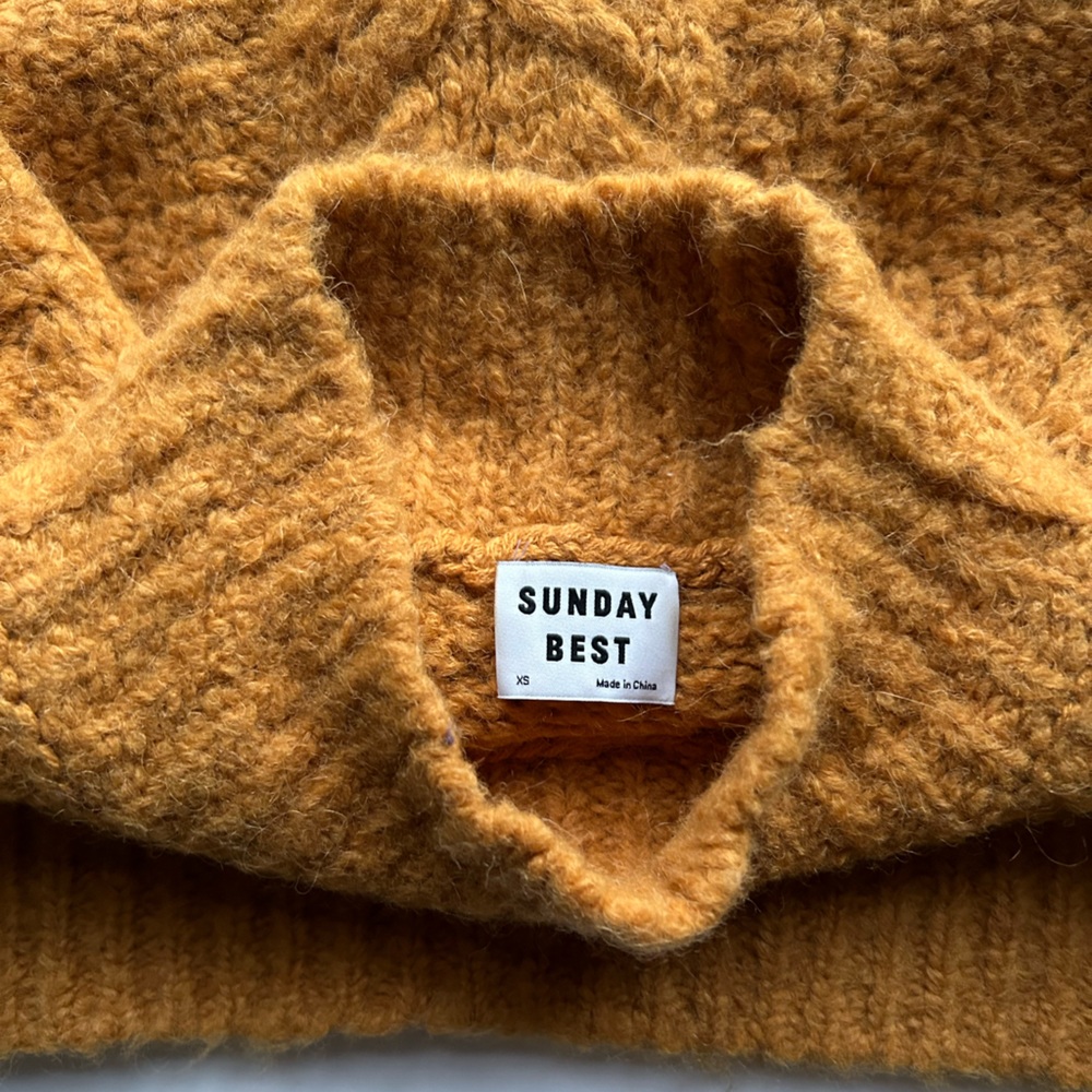 Aritzia Sunday Best Melly Sweater mustard yellow xs cropped mock neck - Picture 12 of 12